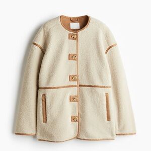 H&M Cream and Tan Teddy Fleece Jacket